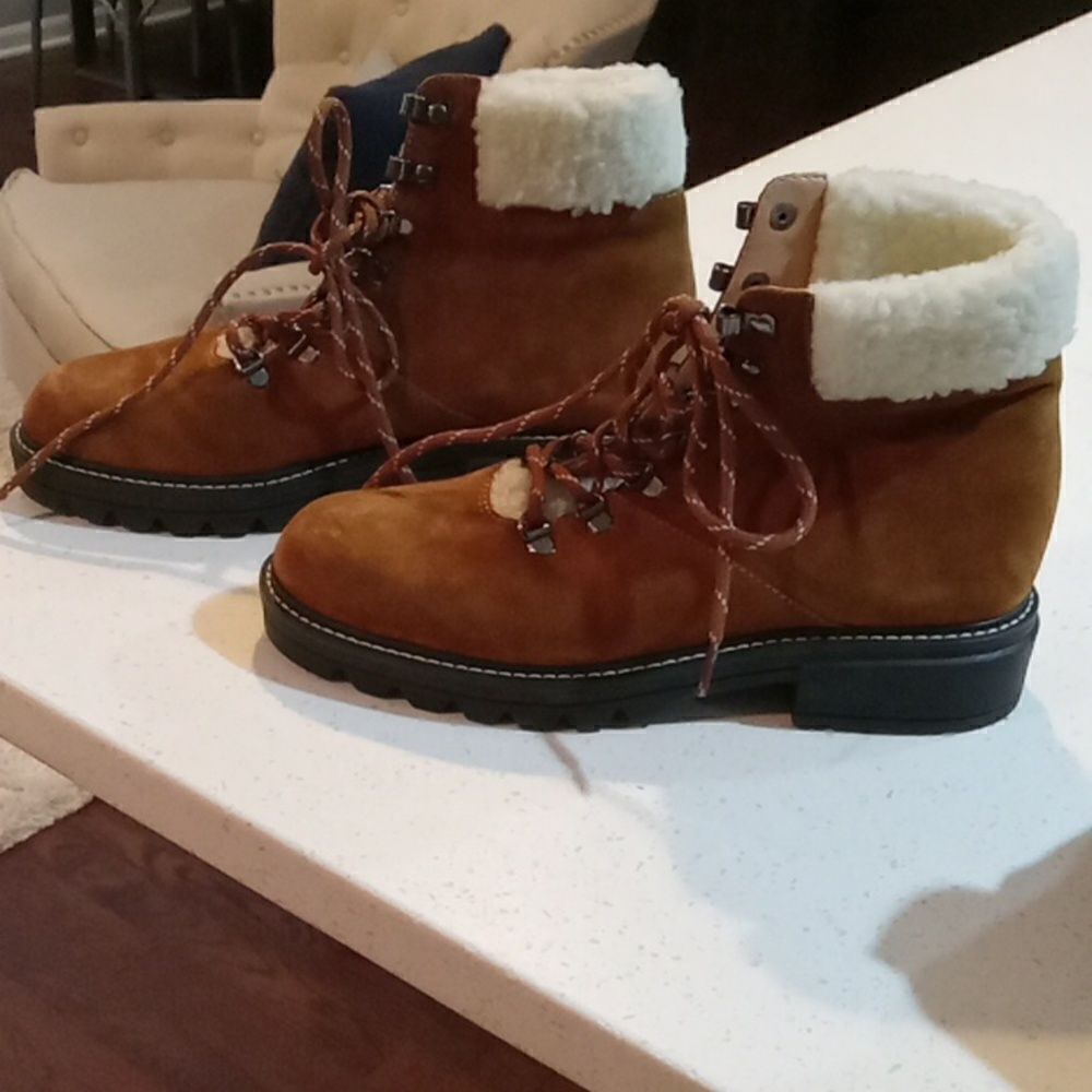 Bernardo Studio Dash boot in tobacco split suede w shearling collar size 9 NWT - Picture 5 of 8